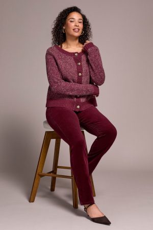 Straight Leg Stretch Corduroy Pant-Wine
