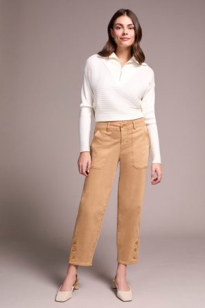 Stretch Twill Patch Pocket Ankle Pants-Icelatte