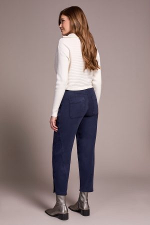 Stretch Twill Patch Pocket Ankle Pants-Sapphire