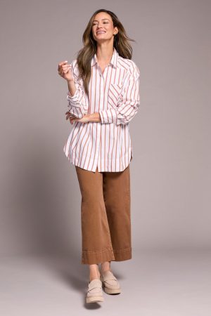 Stripe Button-Front Dress Shirt-Bran