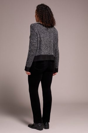 Stripe Long-Sleeve Reversible Sweater-Black