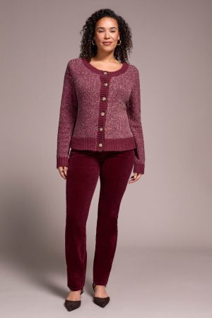 Stripe Long-Sleeve Reversible Sweater-Wine