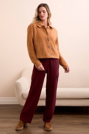 Super Soft Boucle Button-Front Jacket-Bran