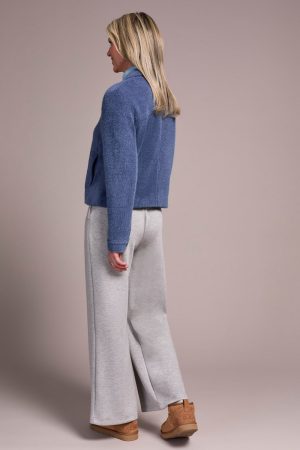 Super Soft Boucle Button-Front Jacket-Marine