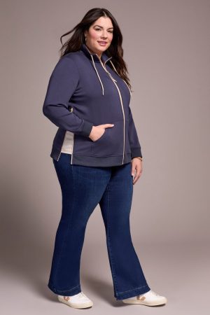 Techno Lux Textured Mock Neck Cardigan Vest-Sapphire