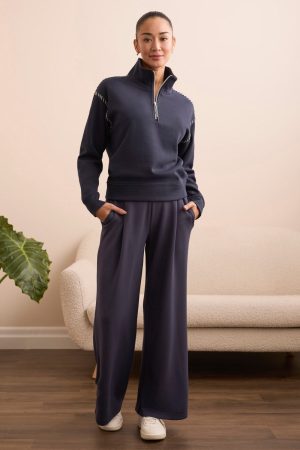 Techno Lux Wide Leg Pull-On Pants-Sapphire