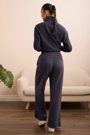 Techno Lux Wide Leg Pull-On Pants-Sapphire