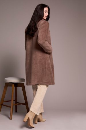 Soft Plush Button-Front Coat-Fossil