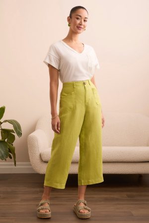 Textured Lyocell® Brooke Wide Flowy Pants-Key lime