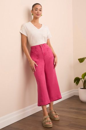 Textured Lyocell® Brooke Wide Flowy Pants-Veryberry