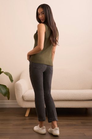 Textured Sleeveless Mock Neck Top-Ivy