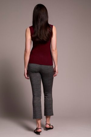 Textured Sleeveless Mock Neck Top-Wine