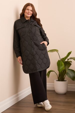 Timeless Quilted Button-Front Jacket-Black