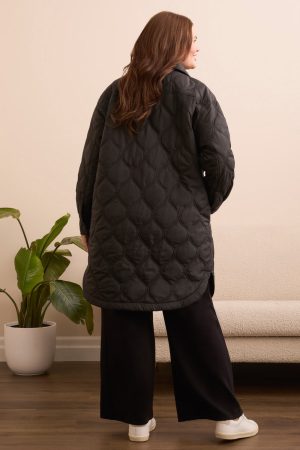 Timeless Quilted Button-Front Jacket-Black