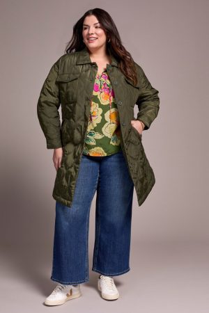 Timeless Quilted Button-Front Jacket-Spruce