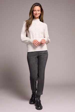 Two-Tone Mock Neck Sweater-Moonstone