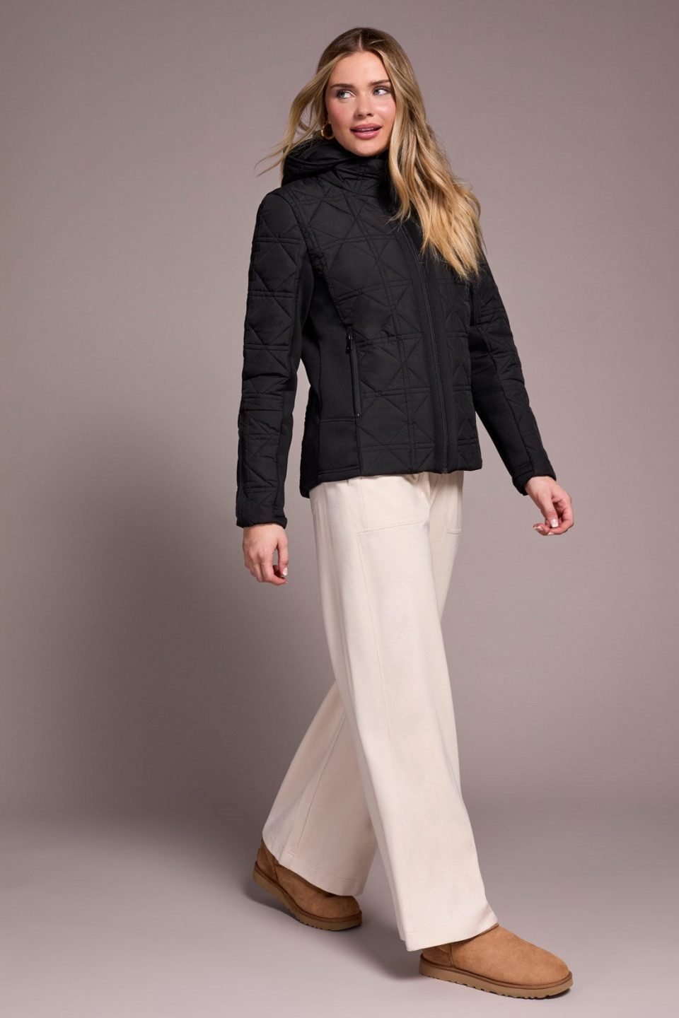 Water Repellent Textured Jacket-Black