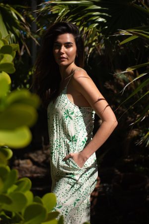 Printed V-Neck Jumpsuit With Adjustable Back-Montecito